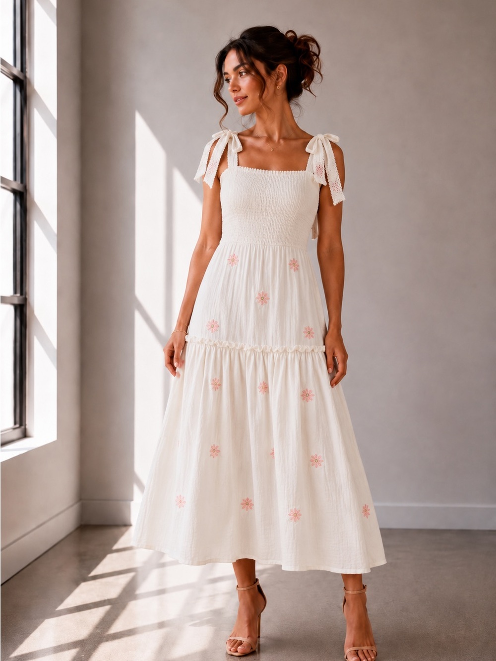 453. Sweet Daisy Midi Cotton  Dress